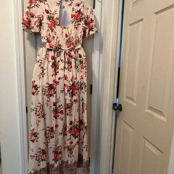 High low ( maxi length ) romper shirts set ! Super cute - new with tags- roses - Picture 5 of 10
